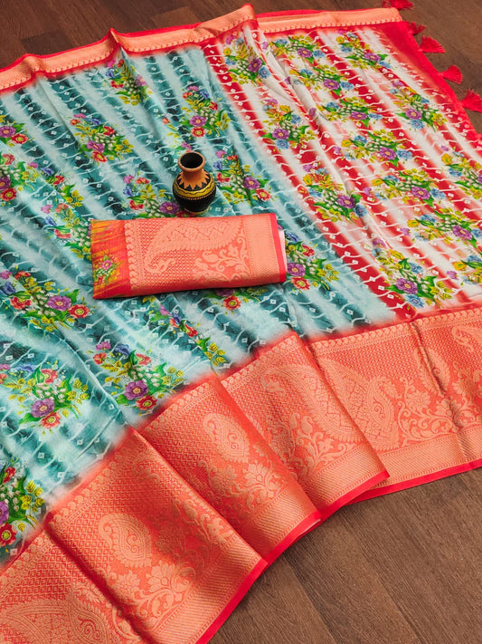 Malai Cotton with ajrakh print