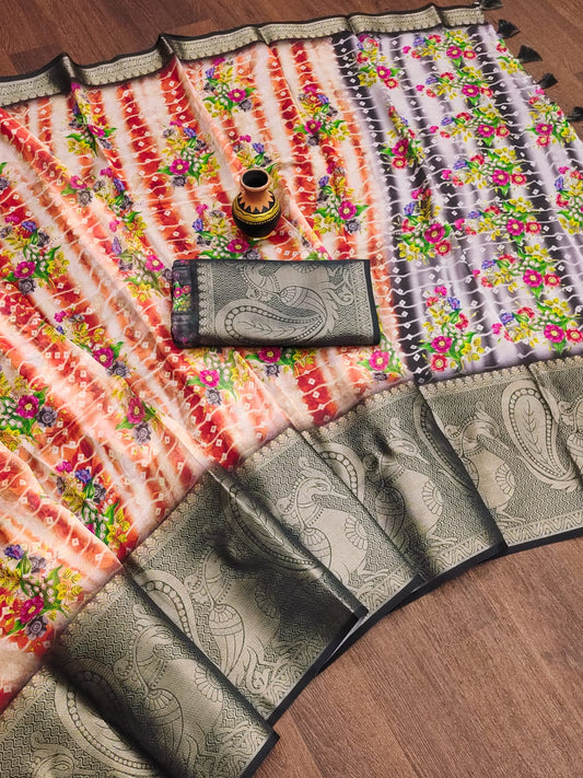 Malai Cotton with ajrakh print