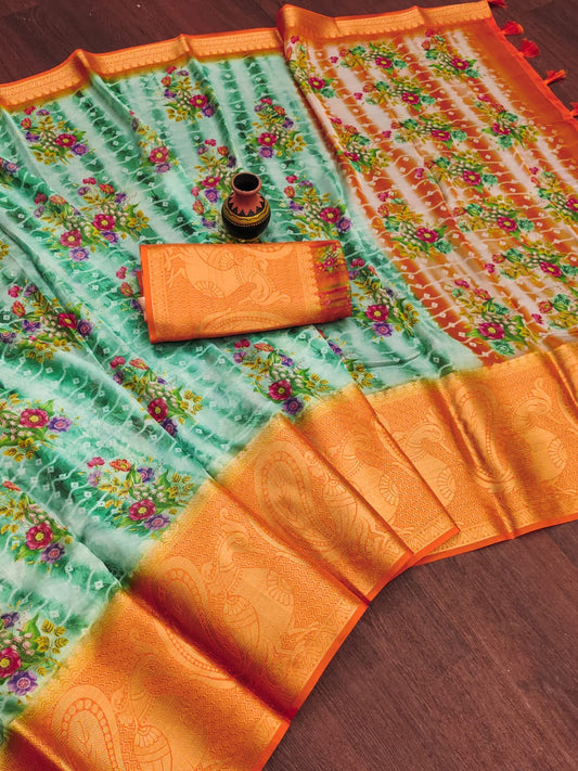 Malai Cotton with ajrakh print