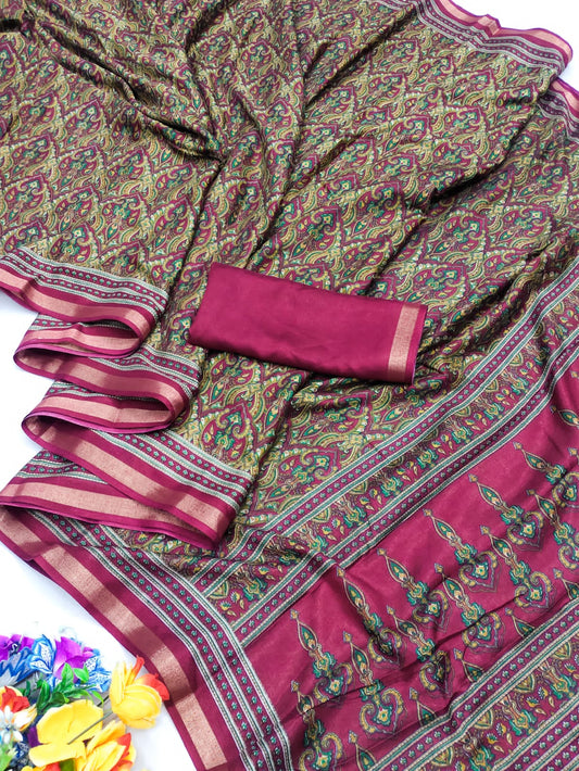 Malai Cotton with ajrakh print