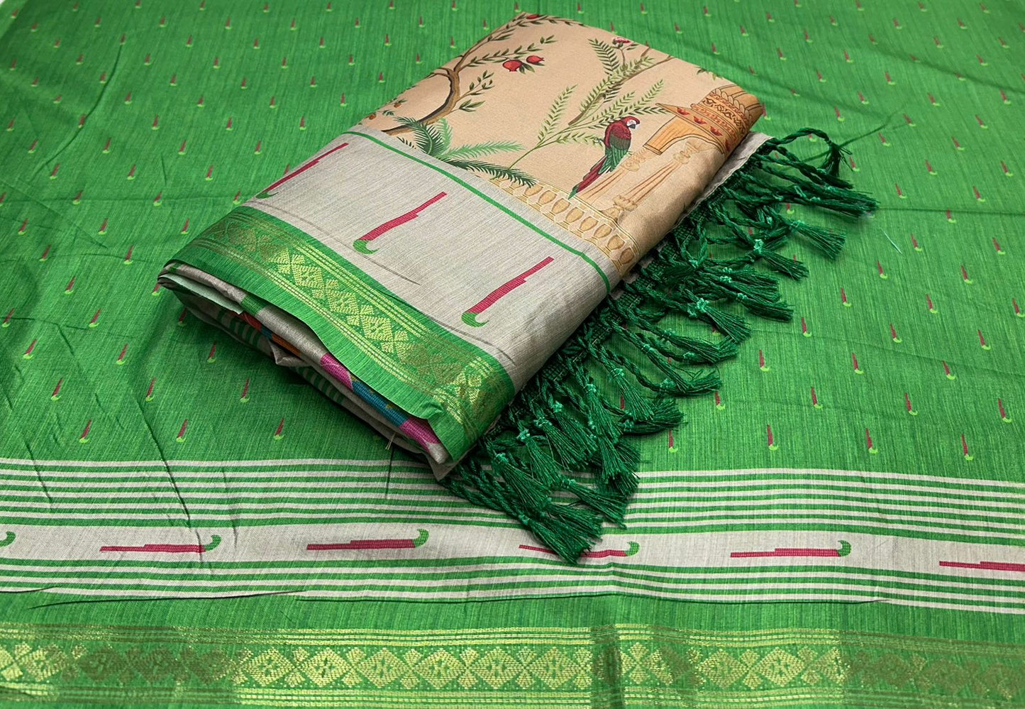 Pistachio silk saree