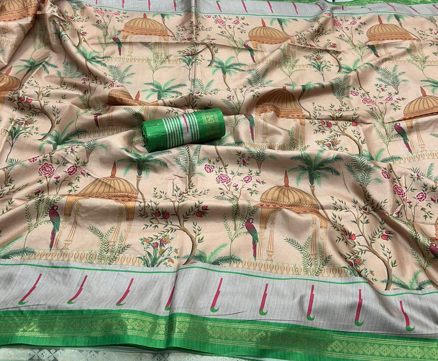Pistachio silk saree