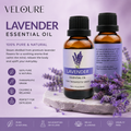 VELOURE Lavender Essential Oil – 100% Pure & Natural (30ml)