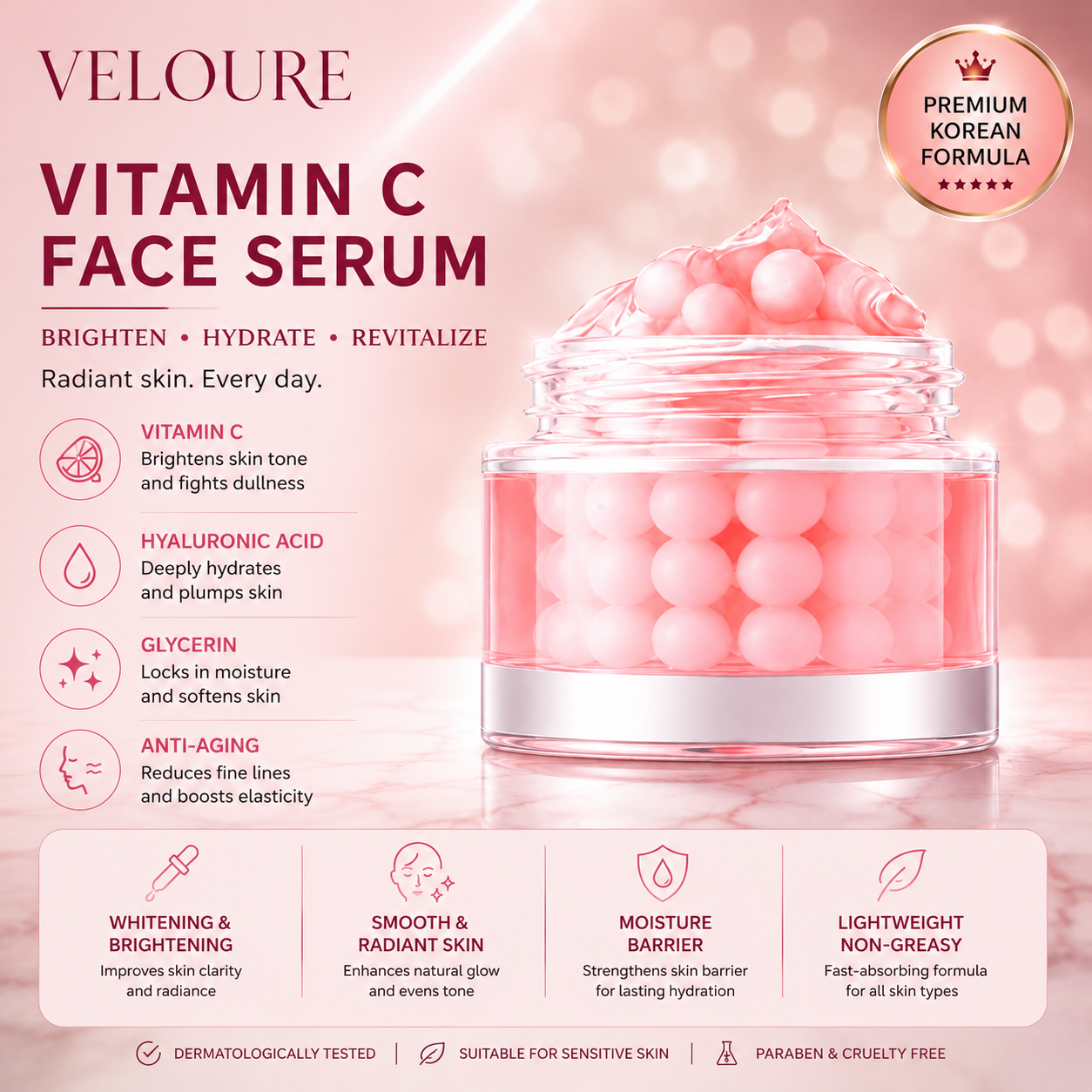 VELOURE Vitamin C Face Serum – Brighten, Hydrate & Revitalize
